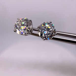 Genuine Moissanite Earrings 5 Carat 4 Prong Silver Stud Earrings 925 18K GRA